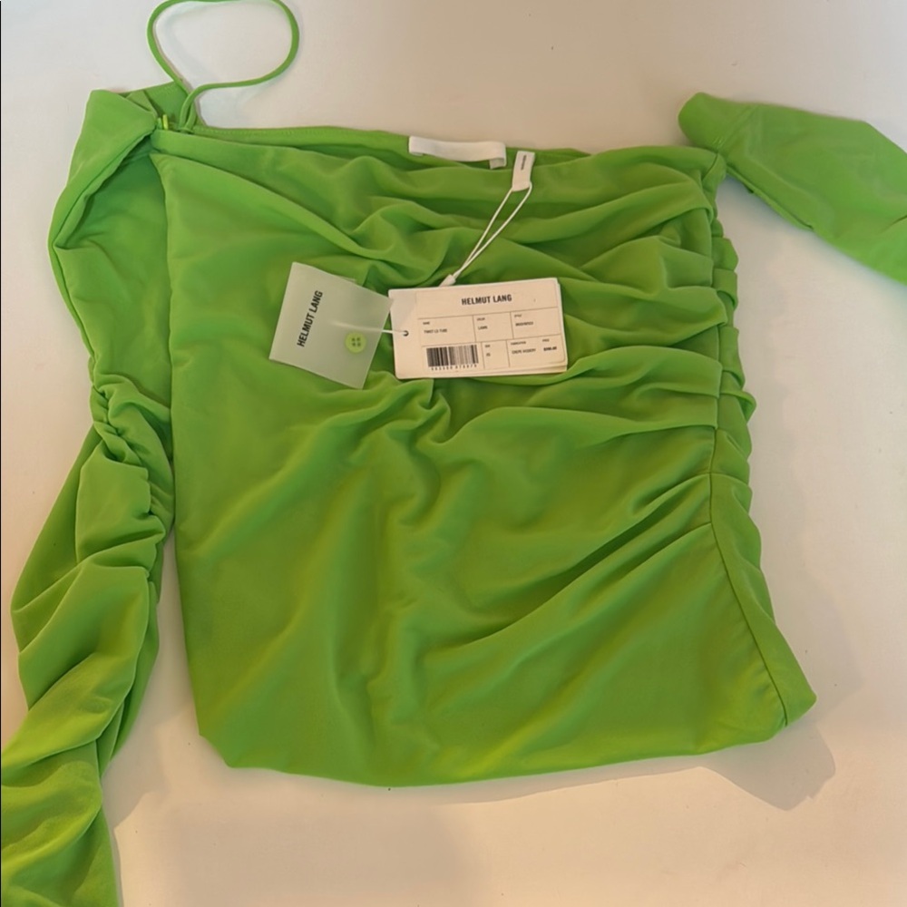 Helmut Lang Lime Green Ruched shirt